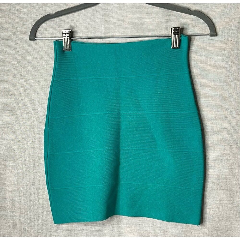 Foreign Exchange Womens Mini Pencil Skirt Solid Turquoise Bodycon Stretch S New